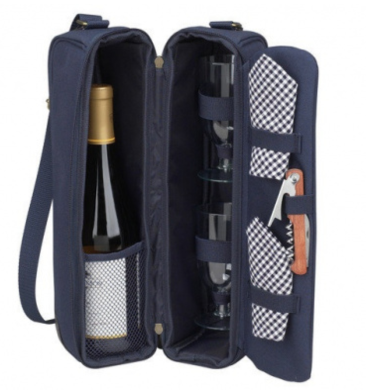 GEEZY 2 Person Insulated Denim Wine Bottle Cooler Bag Picnic Cool Drinks Carrier 