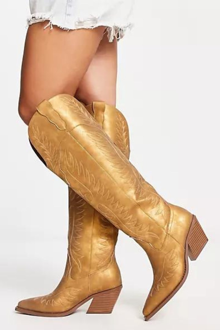 gold metallic cowboy boots