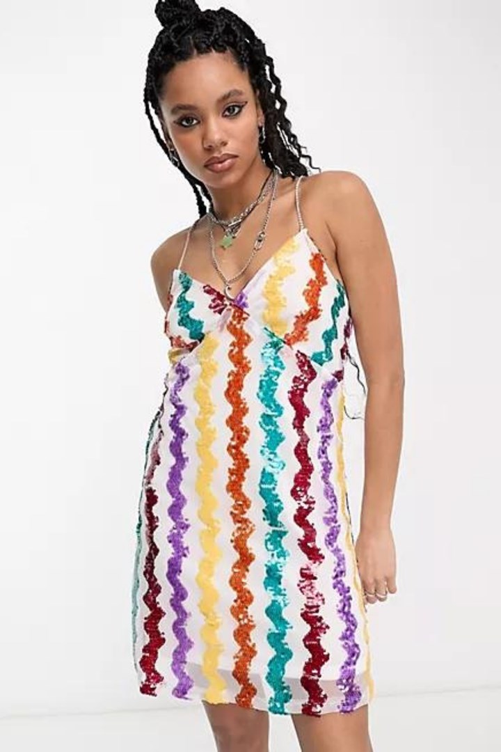 rainbow  sequin mini dress