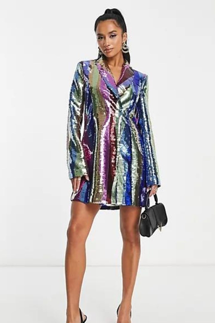 rainbow sequin blazer dress