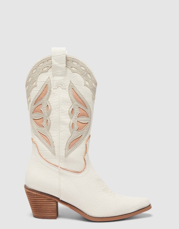 white cowboy boots with butterfly