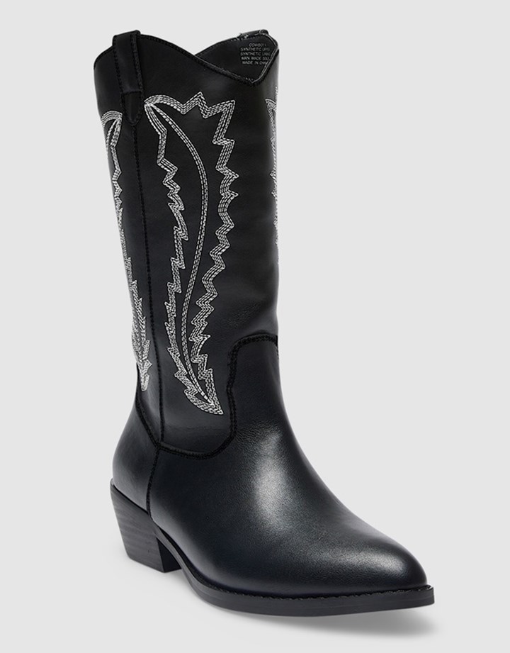 black and white stitch cowboy boots