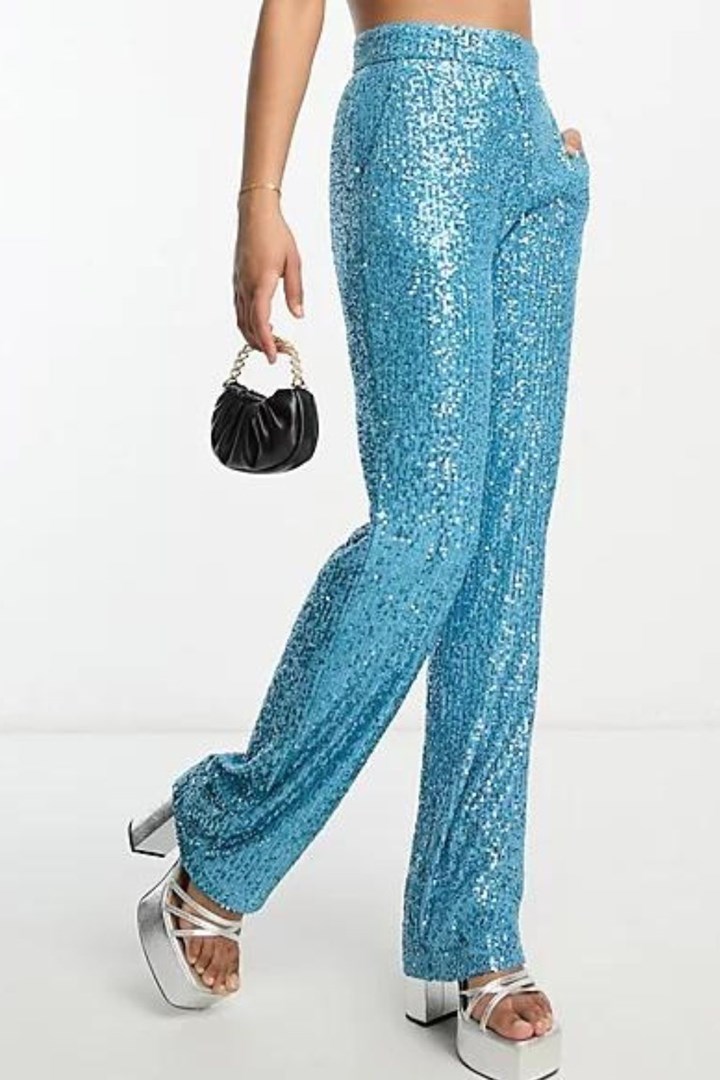 light blue sequin pants