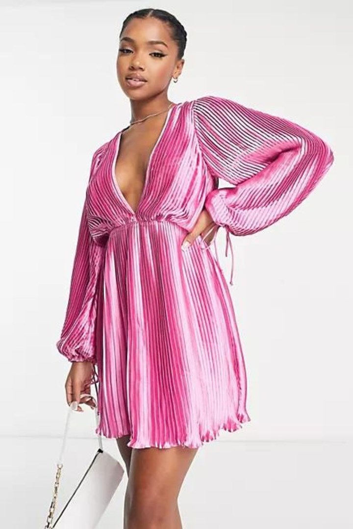 pink plisse dress