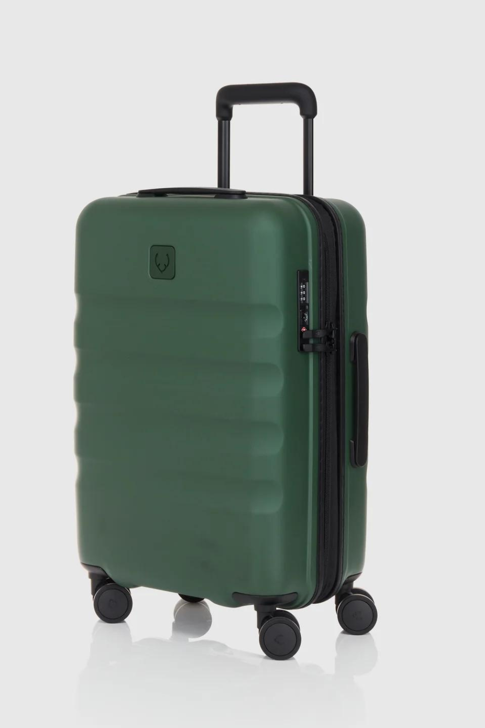 Antler green carry on suitcase.