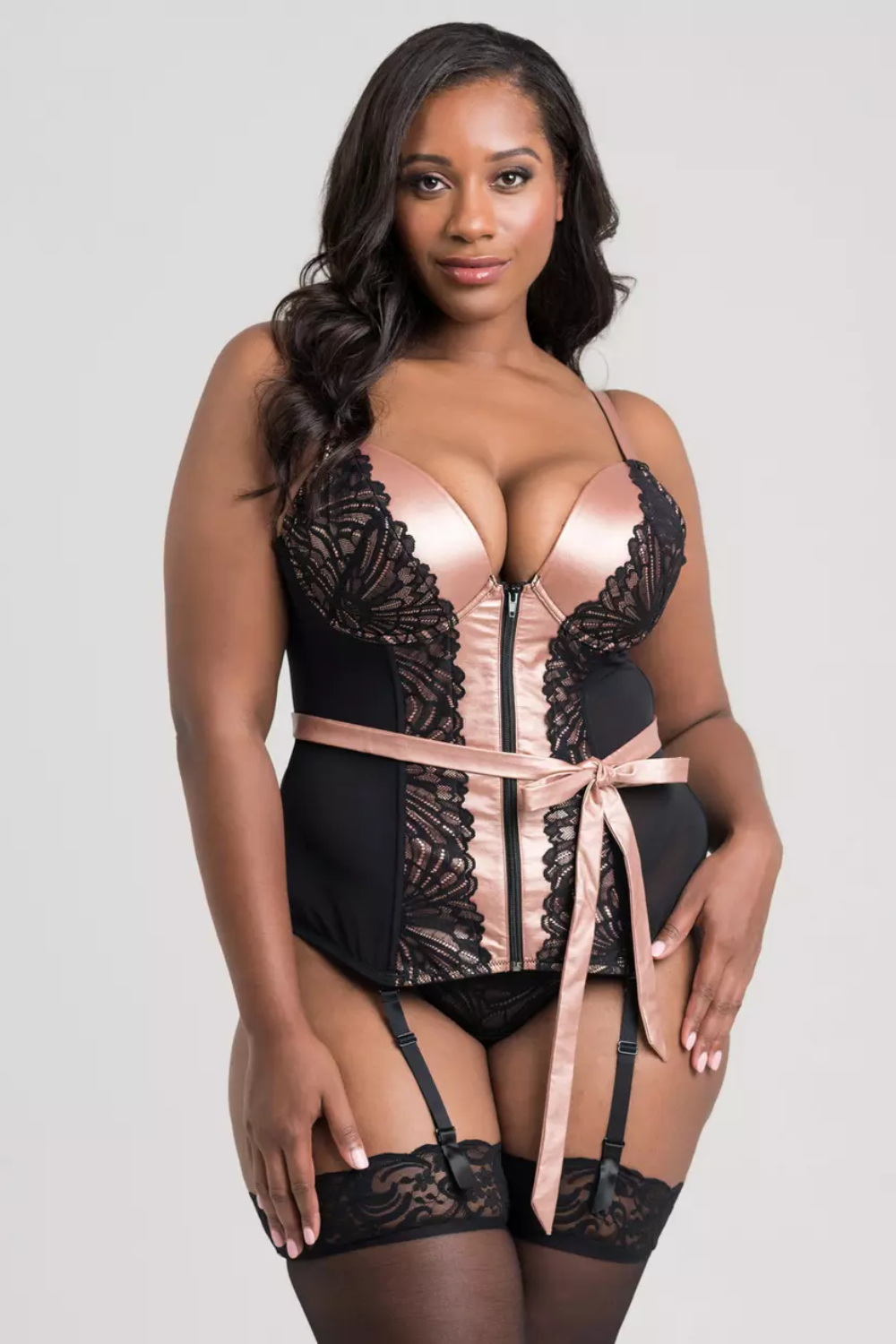 Lovehoney Pearl Faux Leather and Lace Basque Set
