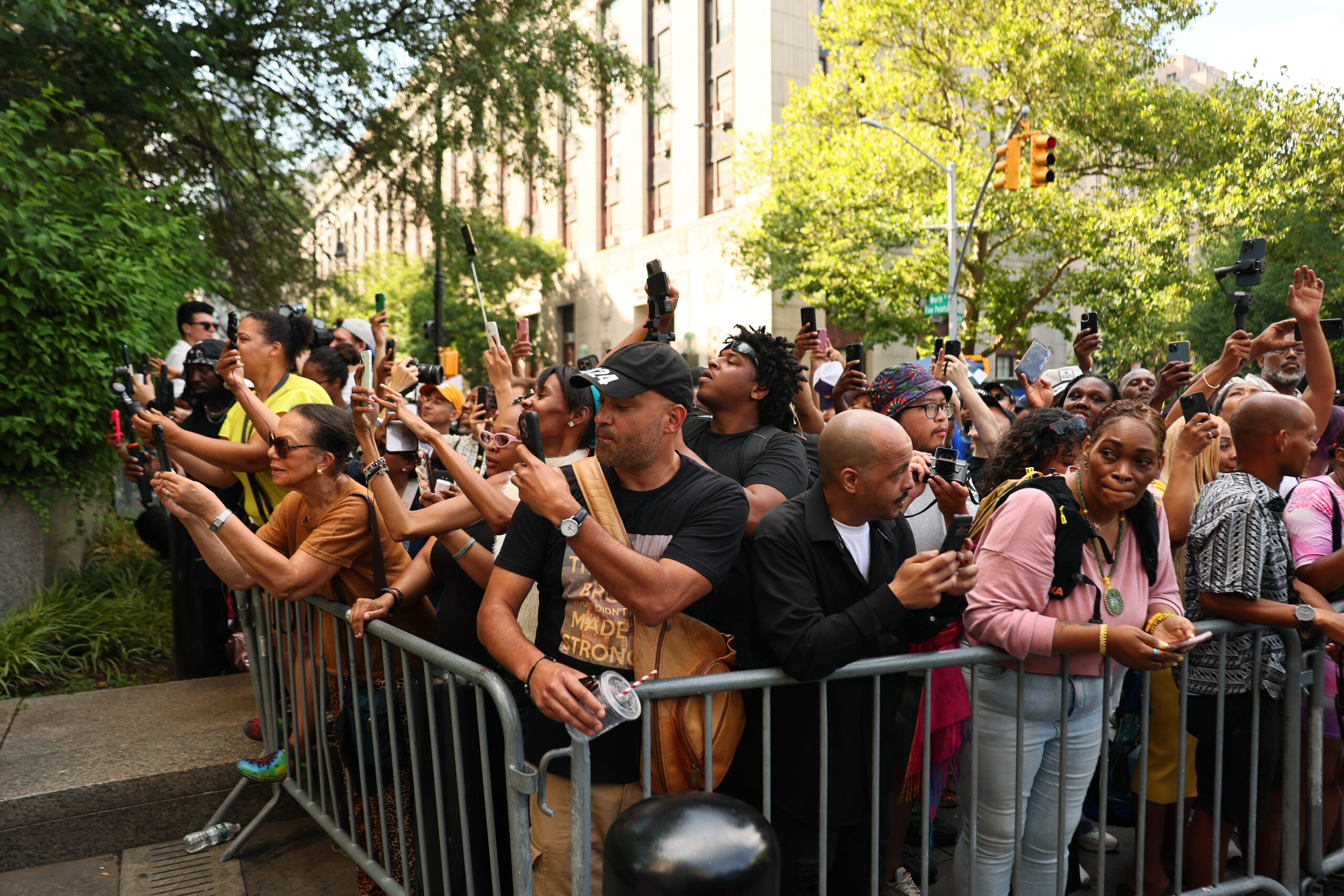 the crowd waiting outside the courtroom where diddy received his verdict
